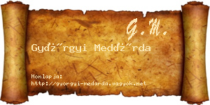 Györgyi Medárda névjegykártya